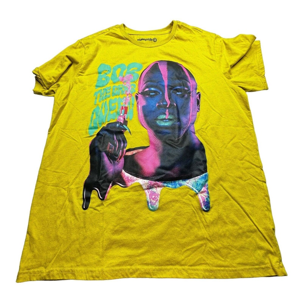 Take Pride Unisex T-Shirt Size XL Yellow Graphic Spell Out Bob the Drag Queen